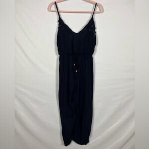 Free People Black Boho  Embroidered Jumpsuit- size S